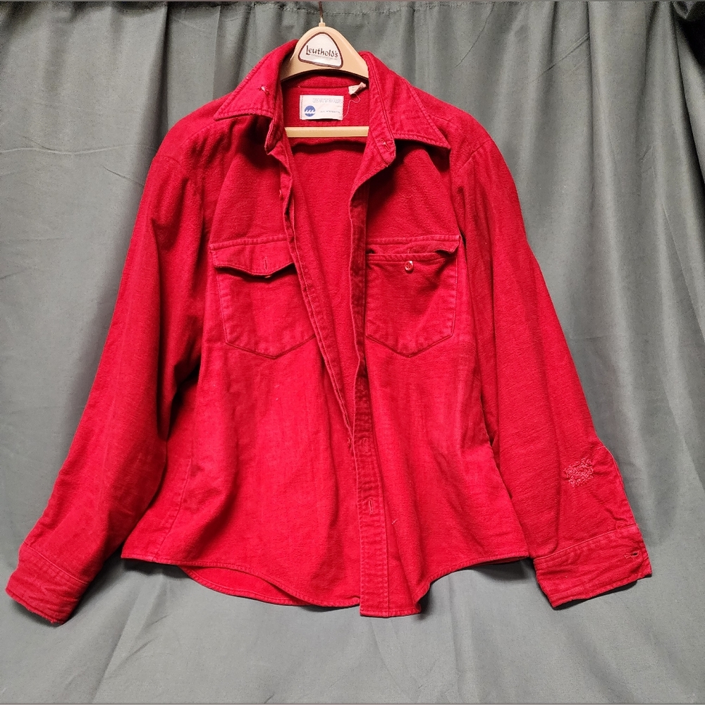 Boundary Waters 100% Cotton Red Shirt, Button Up.